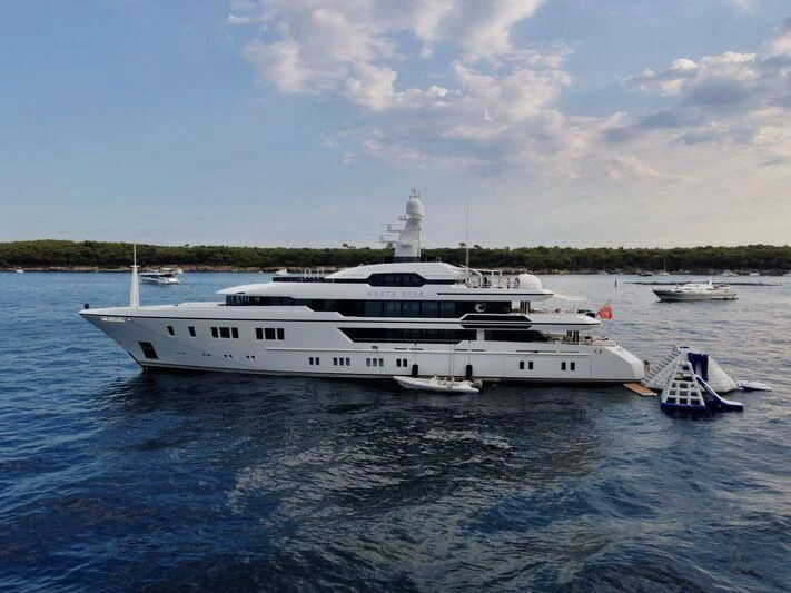 a white yacht on the water aboard NORTH STAR Yacht for Sale