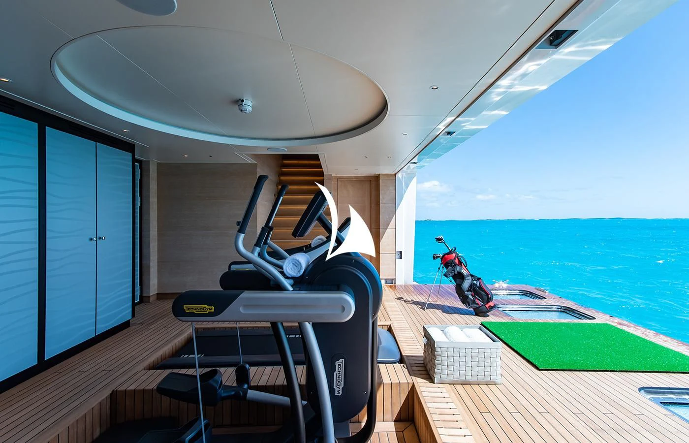a treadmill on a deck aboard NORTH STAR Yacht for Sale