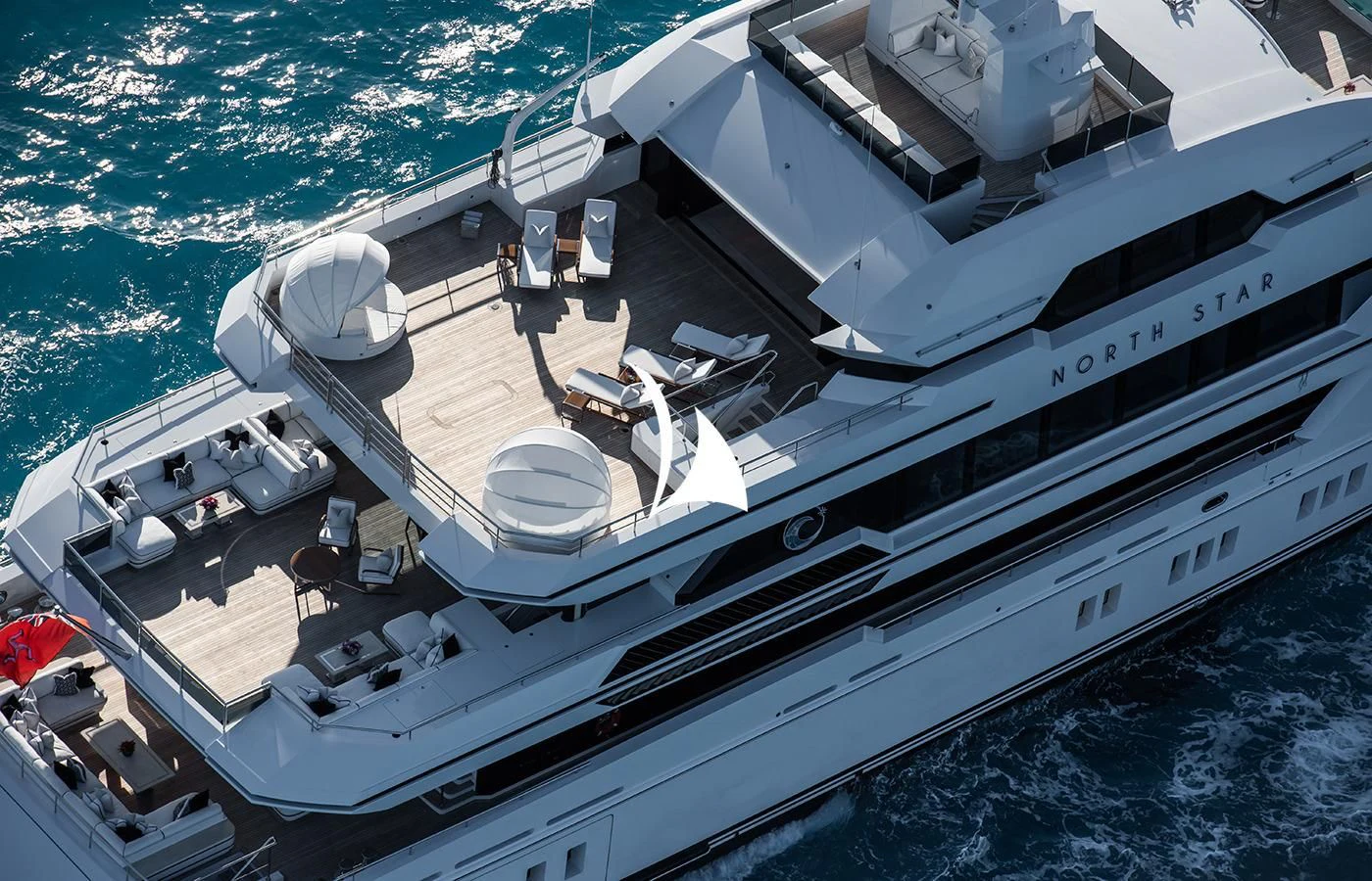a large ship in the water aboard NORTH STAR Yacht for Sale