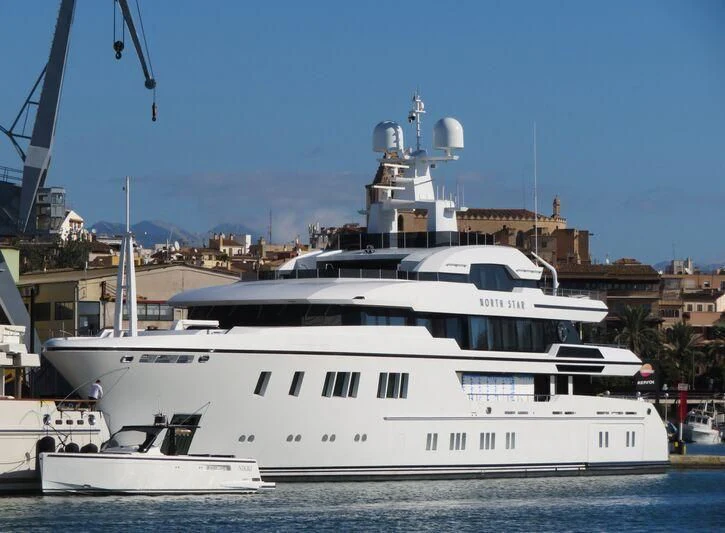 a large white boat in the water aboard NORTH STAR Yacht for Sale