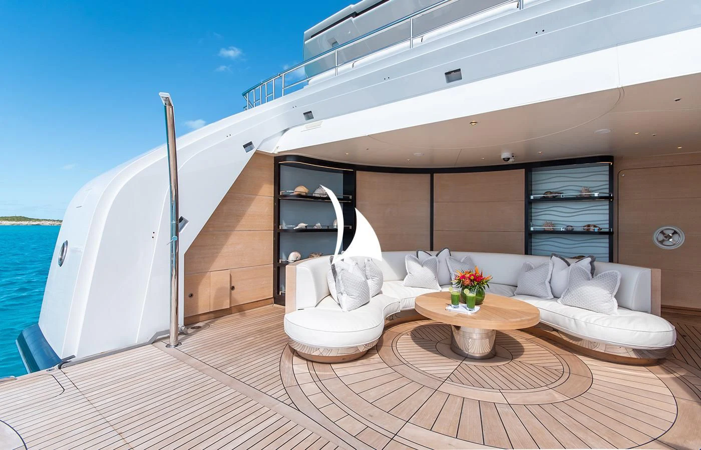a boat on a deck aboard NORTH STAR Yacht for Sale