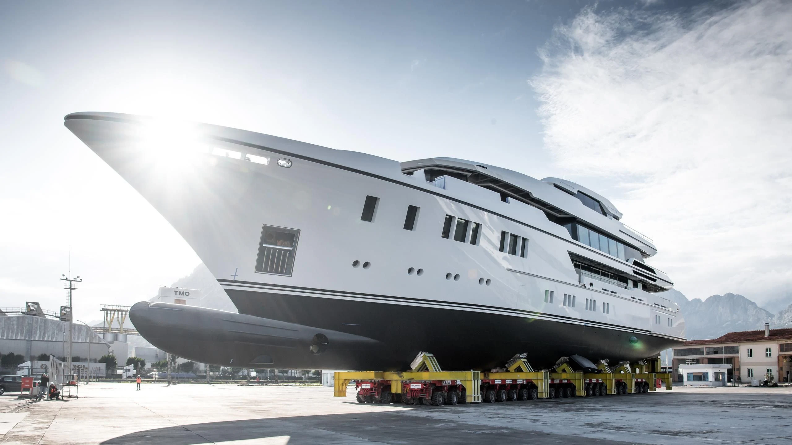 a large white ship aboard NORTH STAR Yacht for Sale