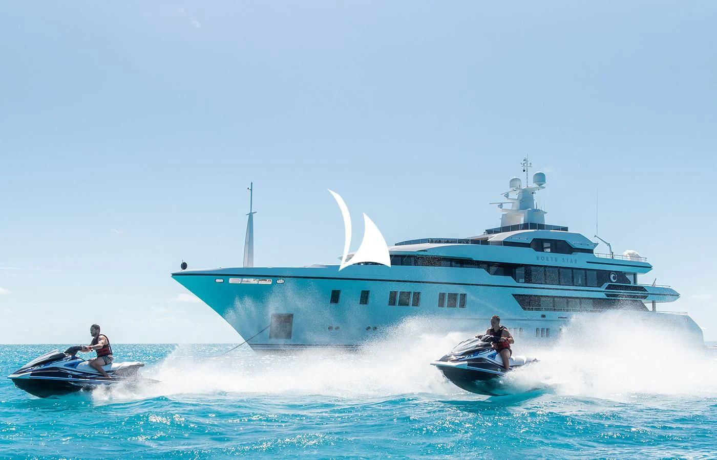 a boat with a person on it aboard NORTH STAR Yacht for Sale