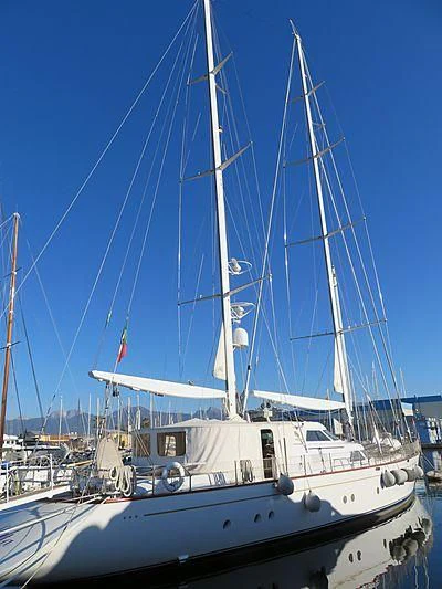 a boat docked at a pier aboard CARLOTTA Yacht for Sale