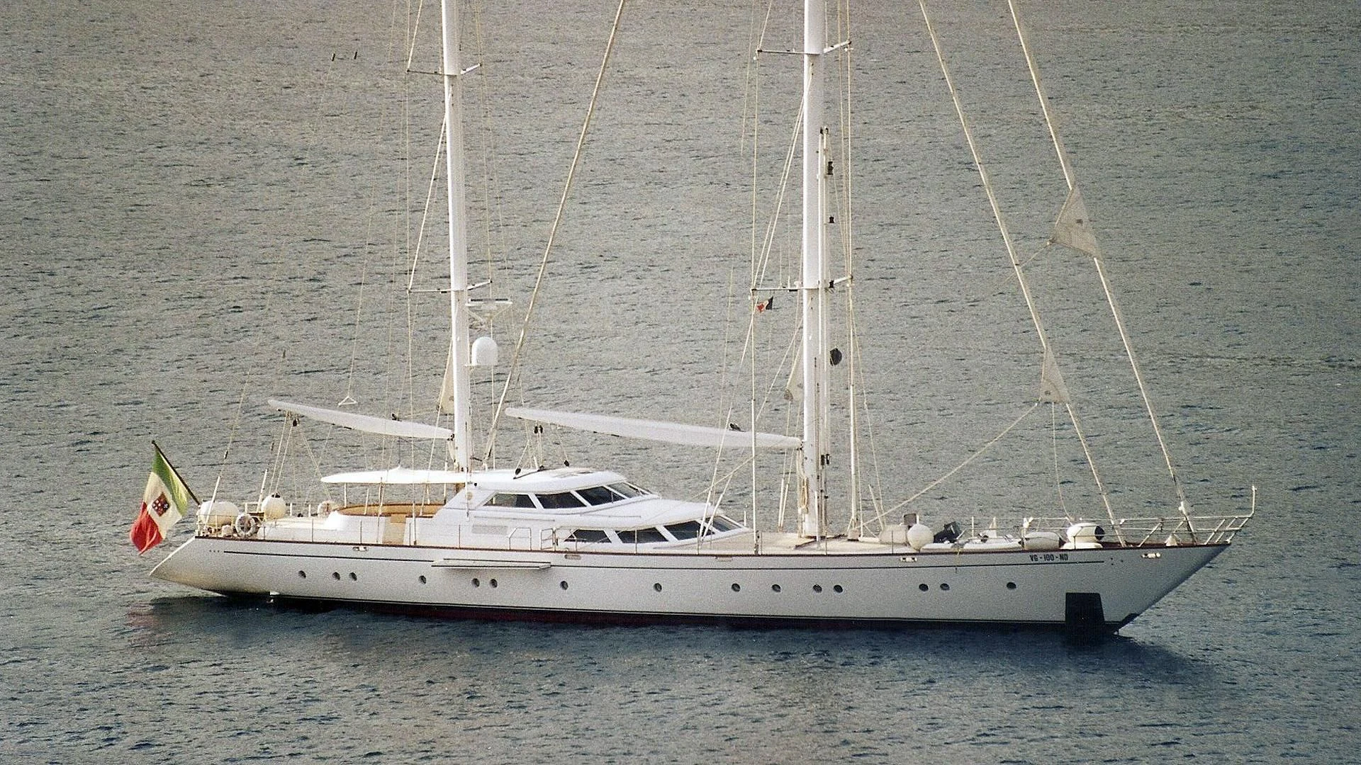 a white boat on the water aboard CARLOTTA Yacht for Sale