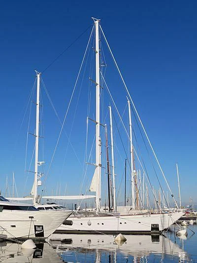 a large white boat aboard CARLOTTA Yacht for Sale