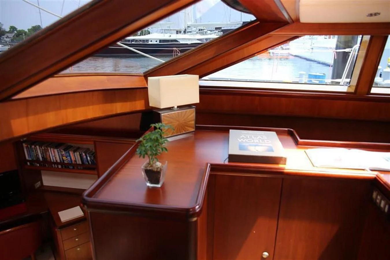 a room with a desk and a laptop on it aboard WHIRLWIND Yacht for Sale