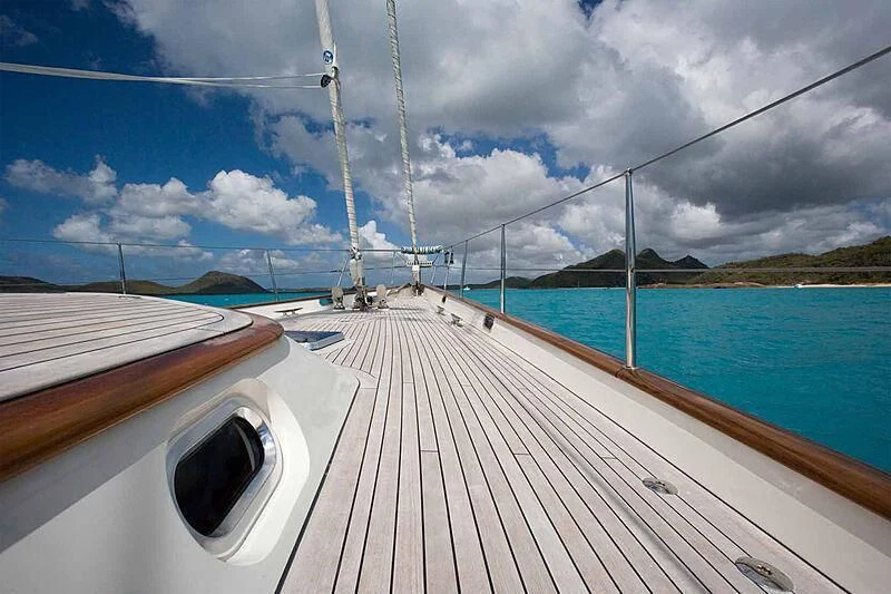 a wooden dock over a body of water aboard WHIRLWIND Yacht for Sale