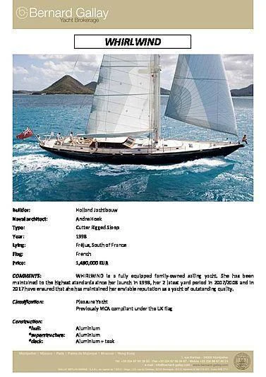 website aboard WHIRLWIND Yacht for Sale
