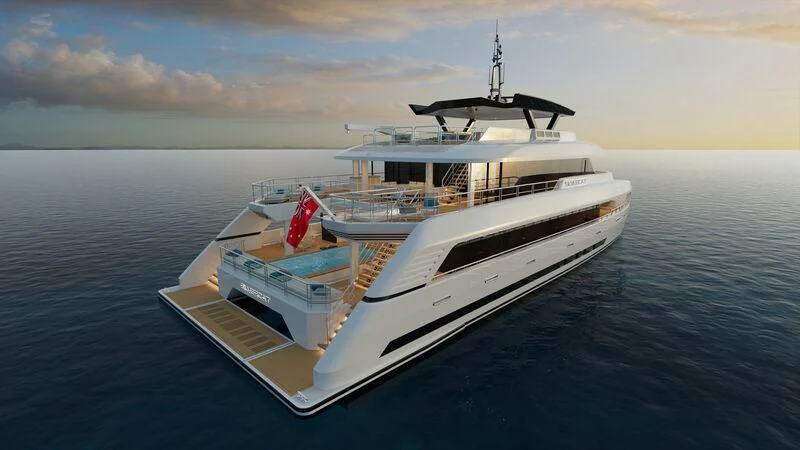 a boat in the water aboard SILVERCAT Yacht for Sale