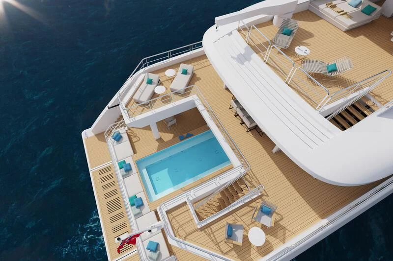 a high angle view of a ship aboard SILVERCAT Yacht for Sale