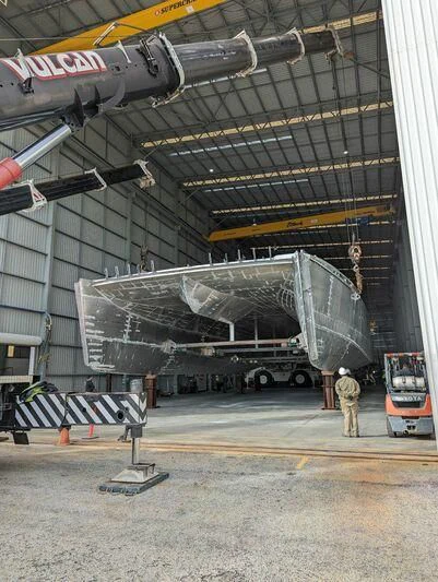 a large metal object with a metal frame aboard SILVERCAT Yacht for Sale