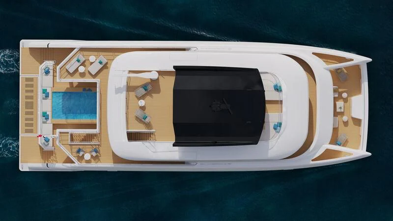 a model of a space ship aboard SILVERCAT Yacht for Sale