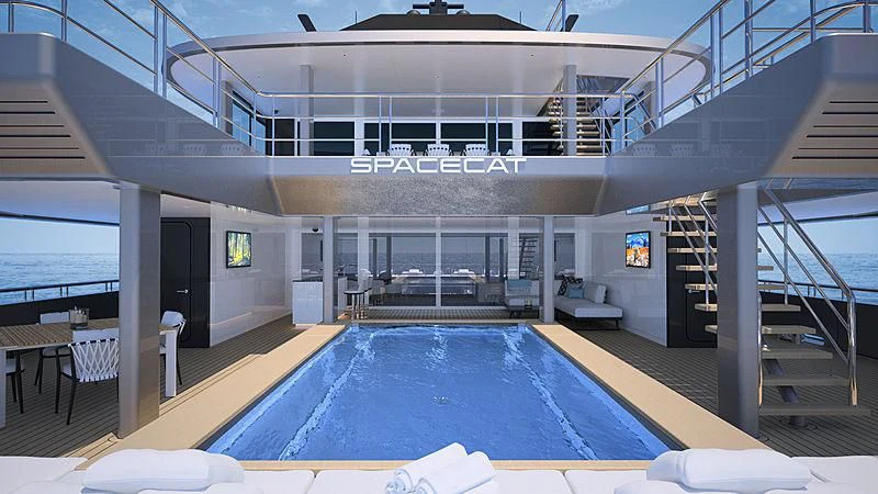 a swimming pool in a building aboard SILVERCAT Yacht for Sale