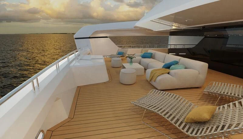 a room with a large bed and a large flat screen tv aboard SILVERCAT Yacht for Sale