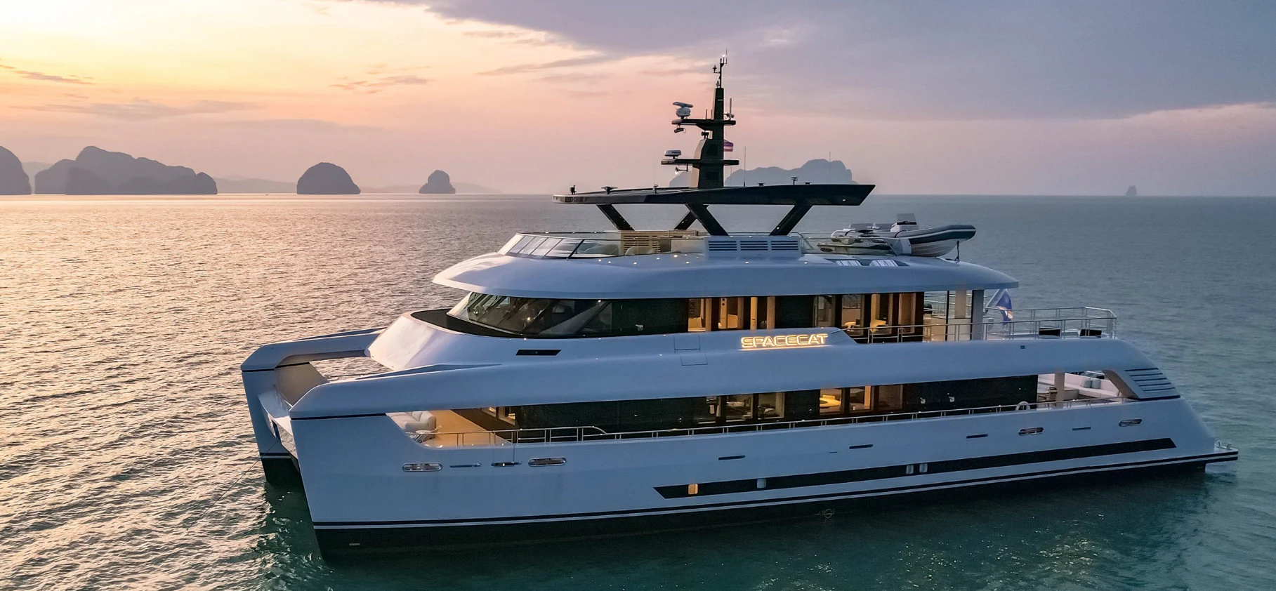 a boat on the water aboard SILVERCAT Yacht for Sale