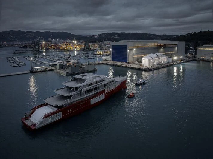 a large ship in the water aboard SILVER FOX Yacht for Sale