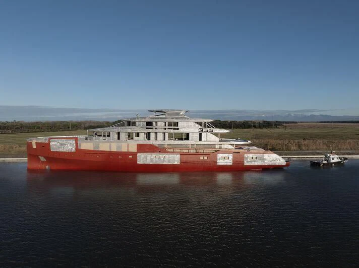 a large ship in the water aboard SILVER FOX Yacht for Sale