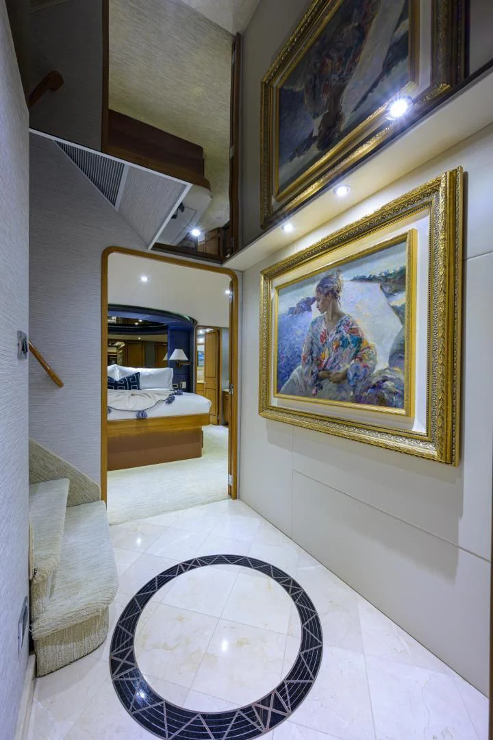 a mirror in a bathroom aboard SUPERSTAR Yacht for Charter