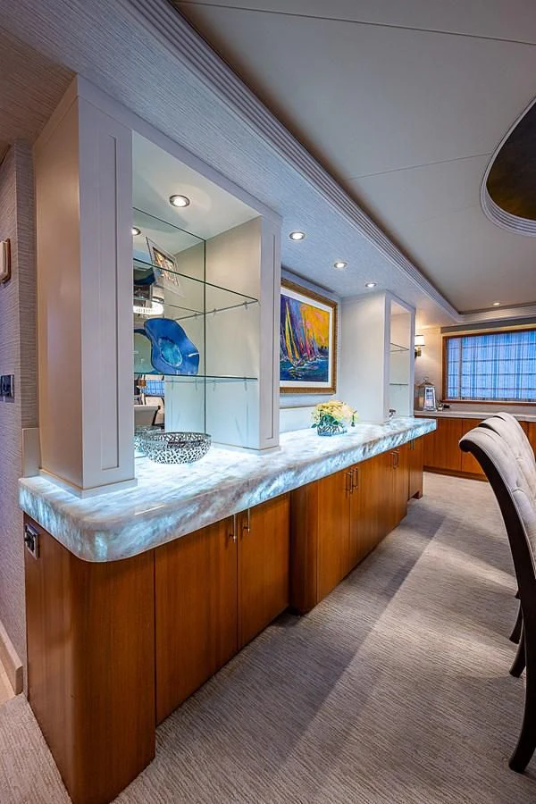 a bathroom with a large mirror aboard SUPERSTAR Yacht for Charter