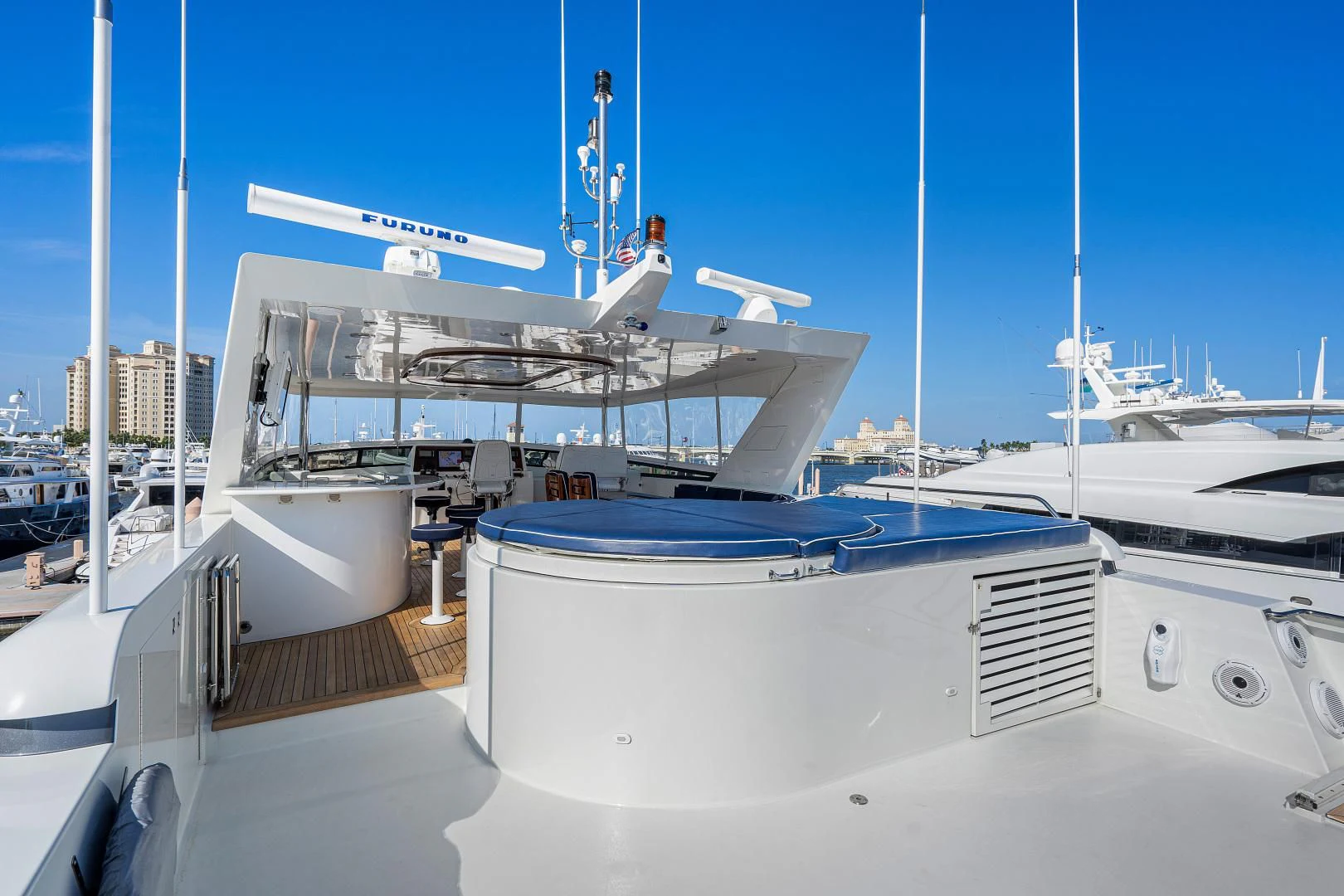 a large white boat in a large body of water aboard SUPERSTAR Yacht for Charter