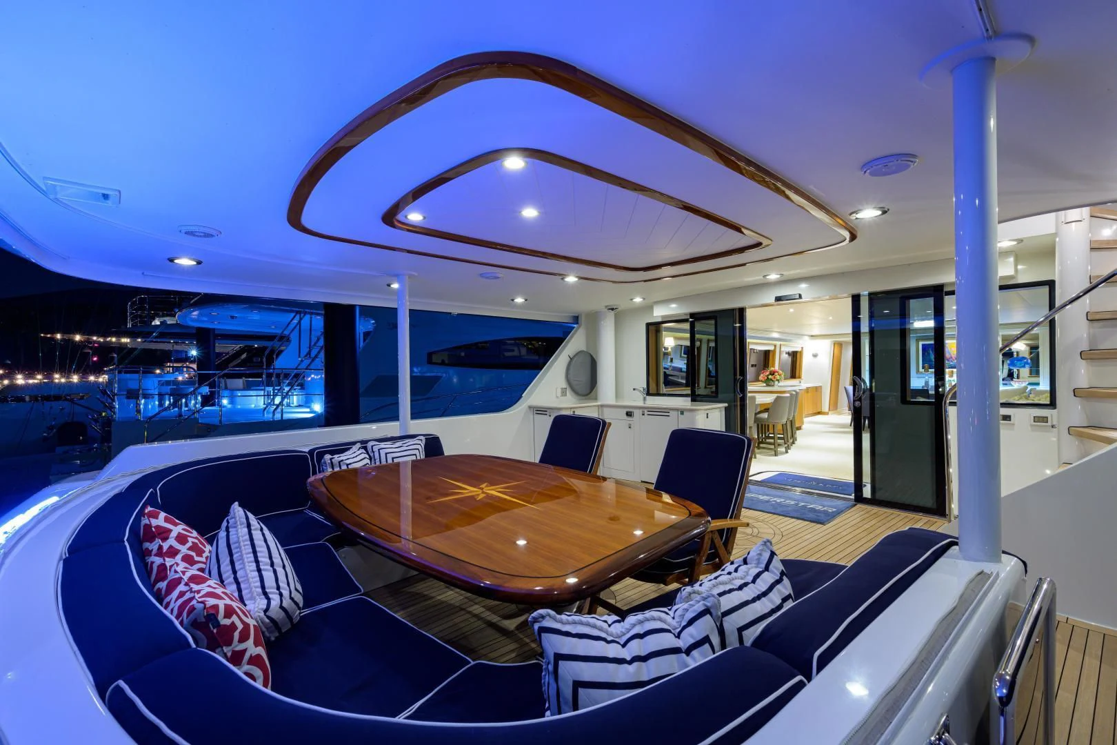 inside of a vehicle aboard SUPERSTAR Yacht for Charter