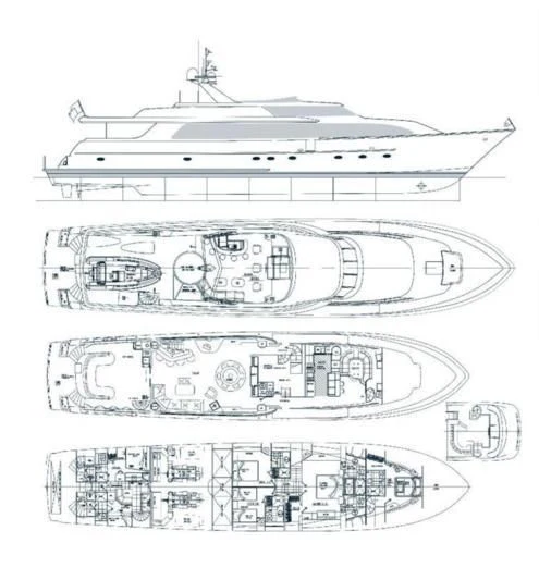diagram, engineering drawing aboard SUPERSTAR Yacht for Charter