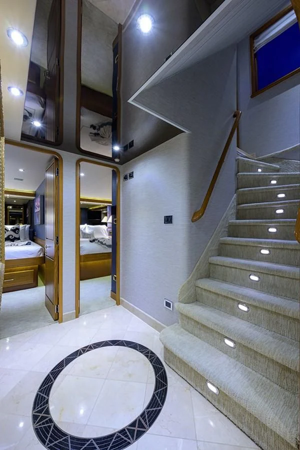 a bathroom with a large mirror aboard SUPERSTAR Yacht for Charter