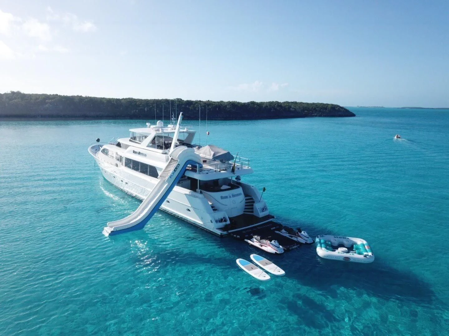 a boat in the water aboard SUPERSTAR Yacht for Charter