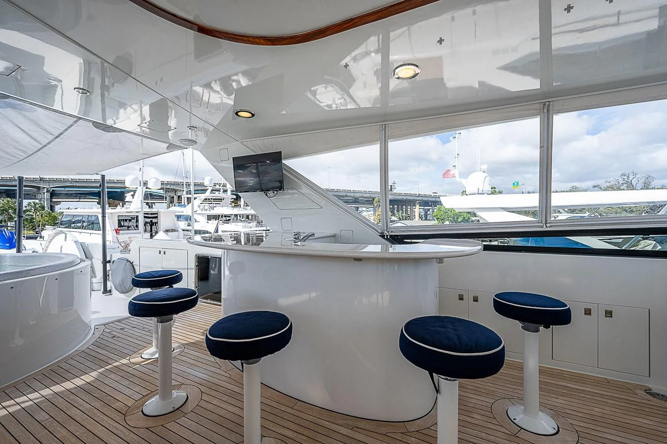 a room with stools and stools aboard SUPERSTAR Yacht for Charter