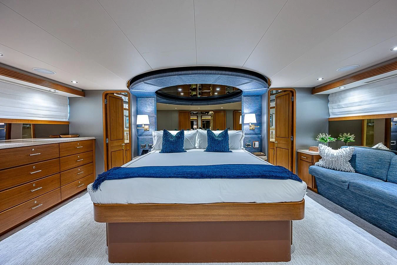 a bed in a room aboard SUPERSTAR Yacht for Charter
