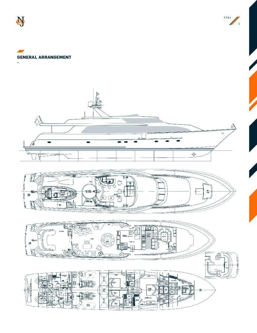 diagram, engineering drawing aboard SUPERSTAR Yacht for Charter