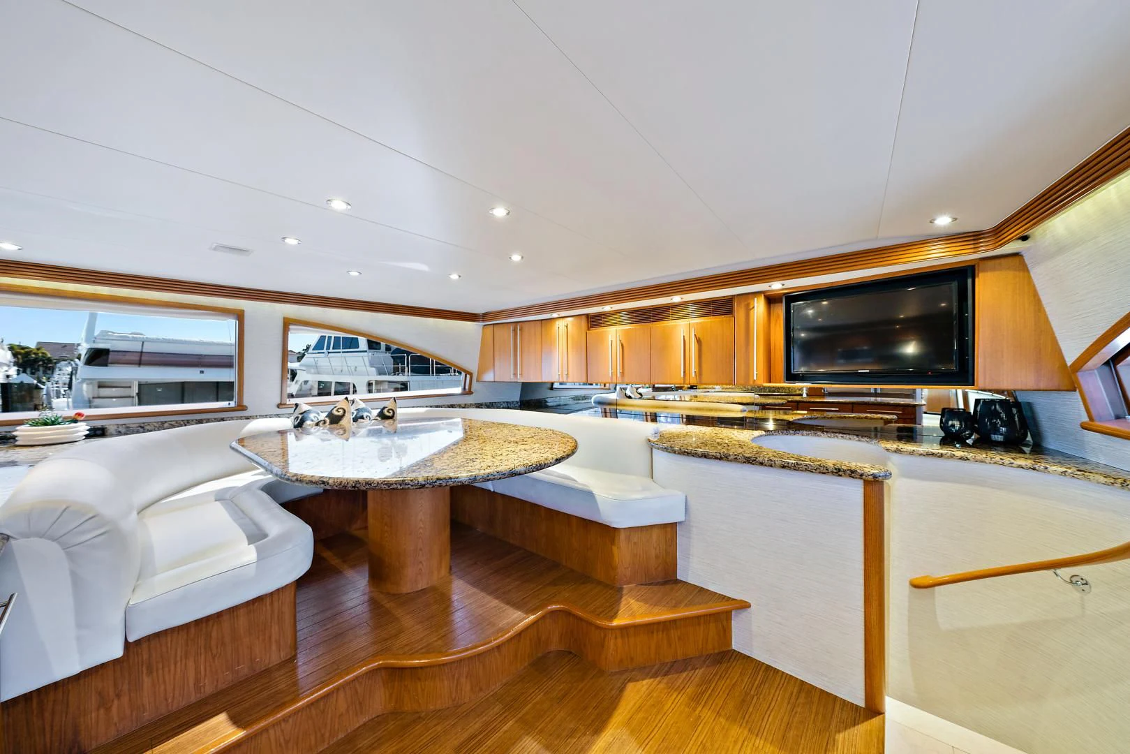 a modern looking living room aboard SUPERSTAR Yacht for Charter