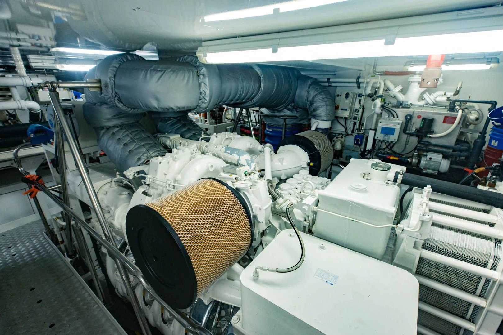 a machine with a large metal cylinder aboard TAYRONA Yacht for Sale