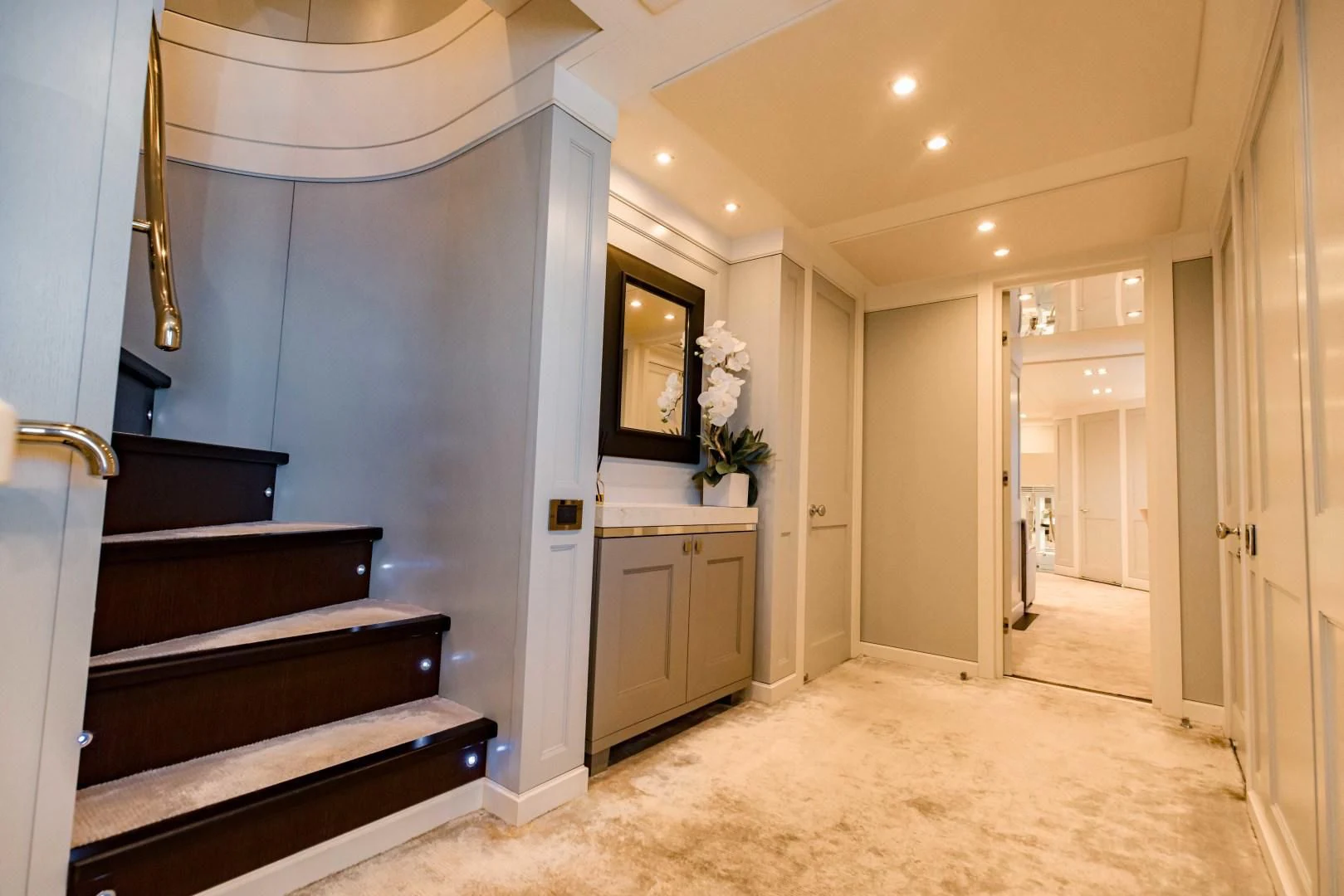 a kitchen with a large white stove aboard TAYRONA Yacht for Sale