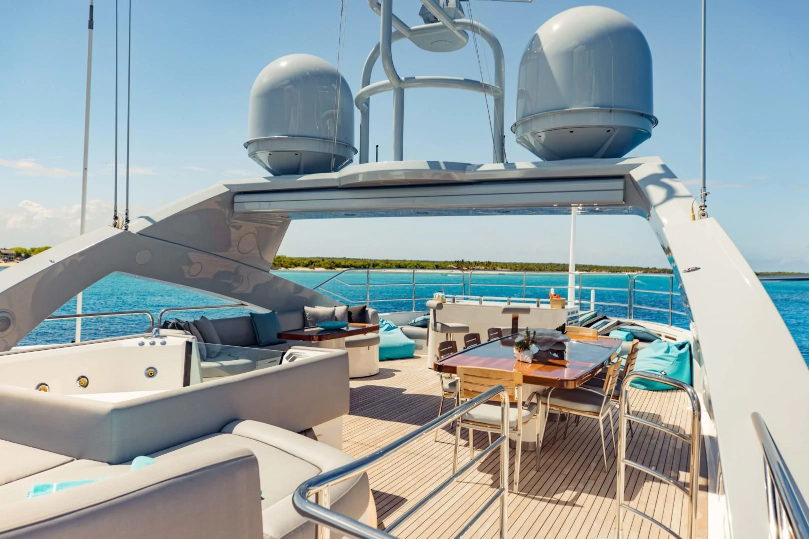 a boat with a large domed roof aboard TAYRONA Yacht for Sale