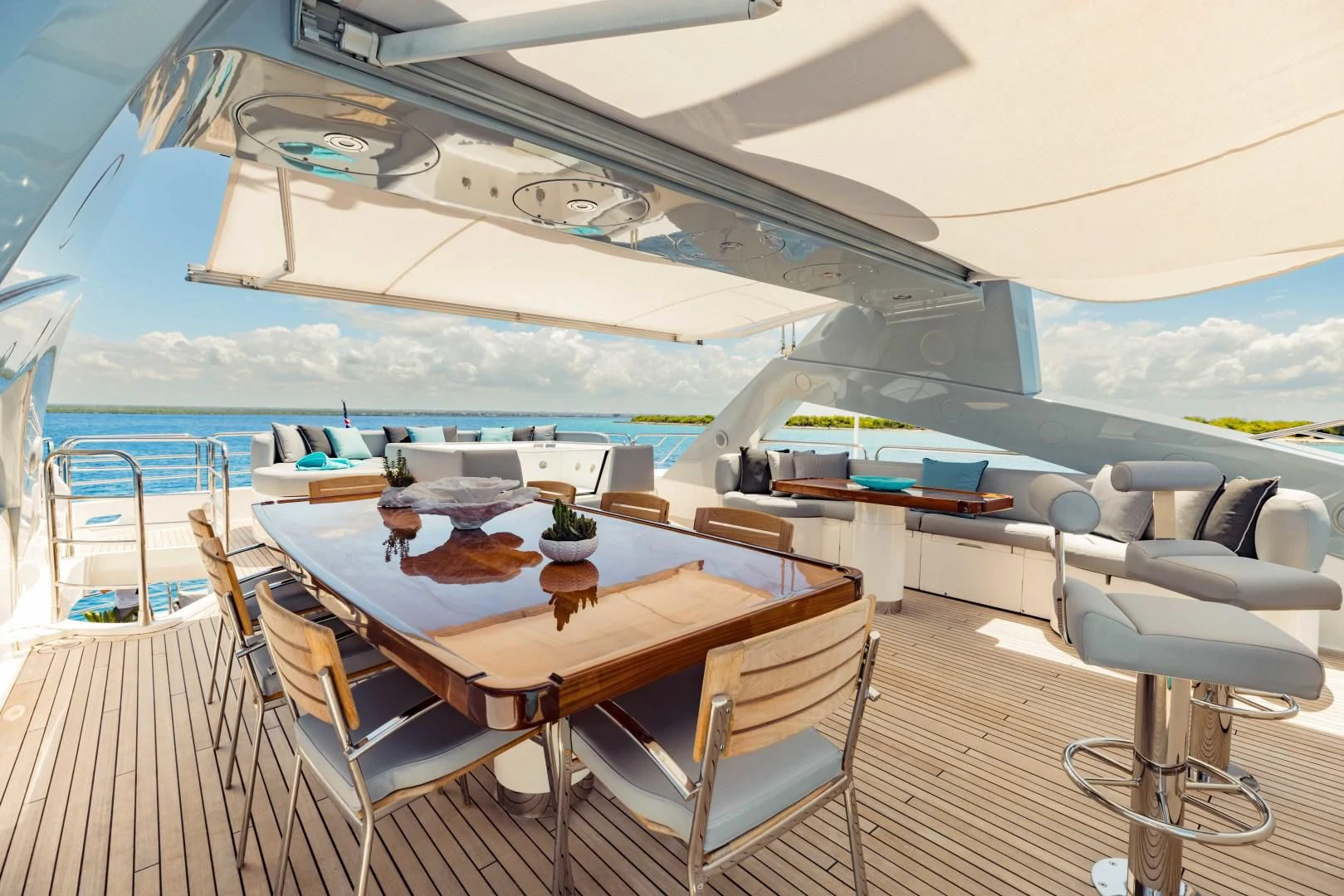 a table on a boat aboard TAYRONA Yacht for Sale