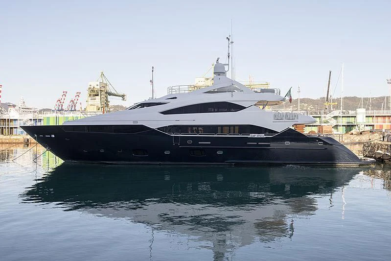 a large ship docked aboard TAYRONA Yacht for Sale