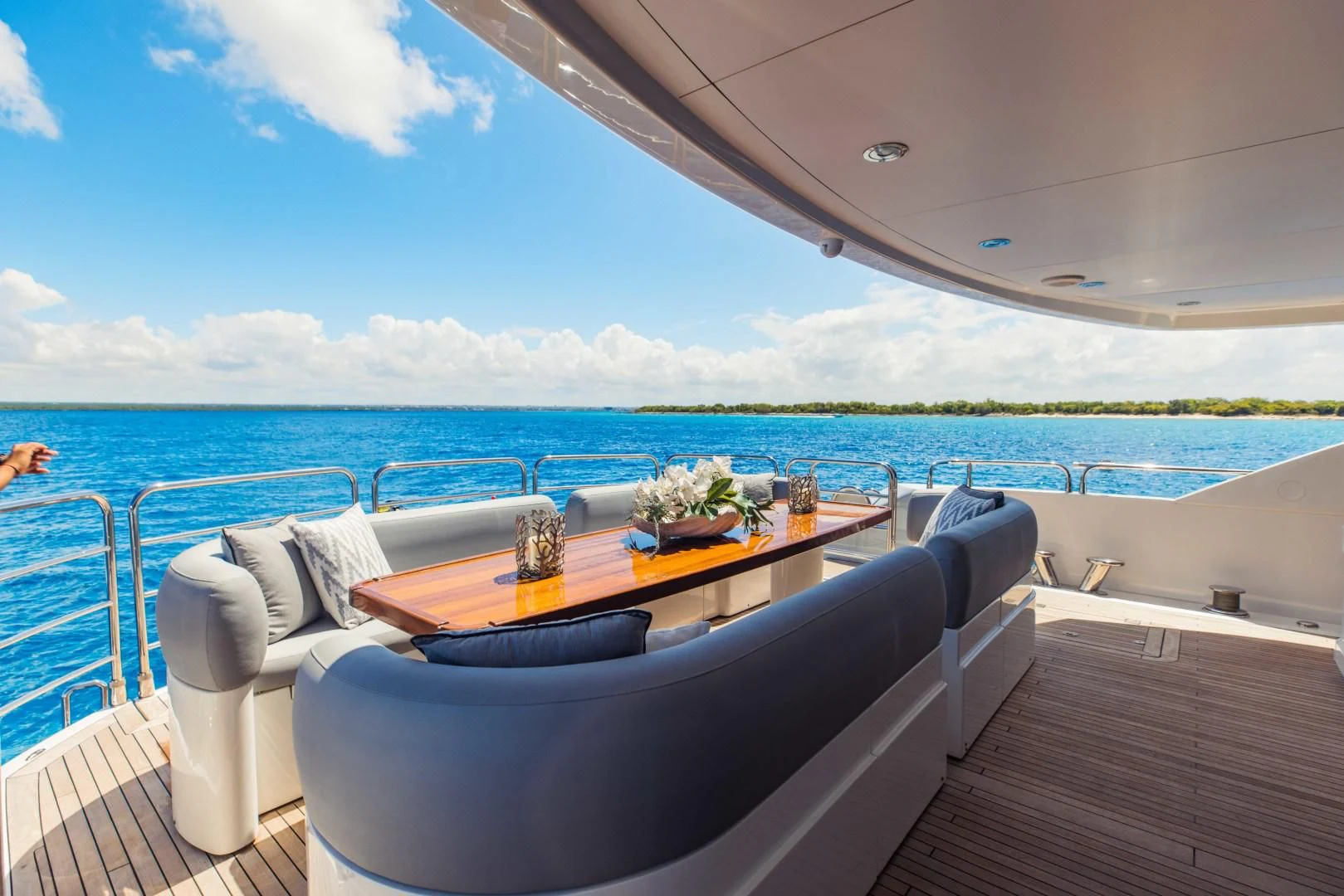 a large balcony overlooking the ocean aboard TAYRONA Yacht for Sale