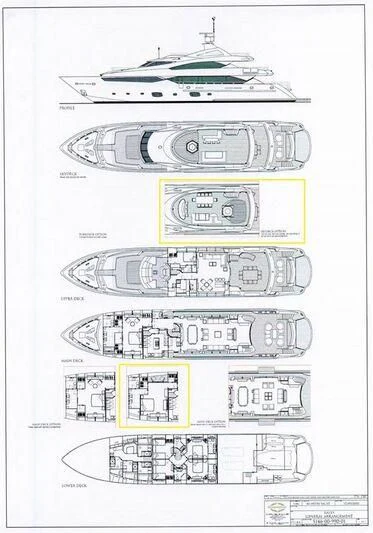 diagram, engineering drawing aboard TAYRONA Yacht for Sale