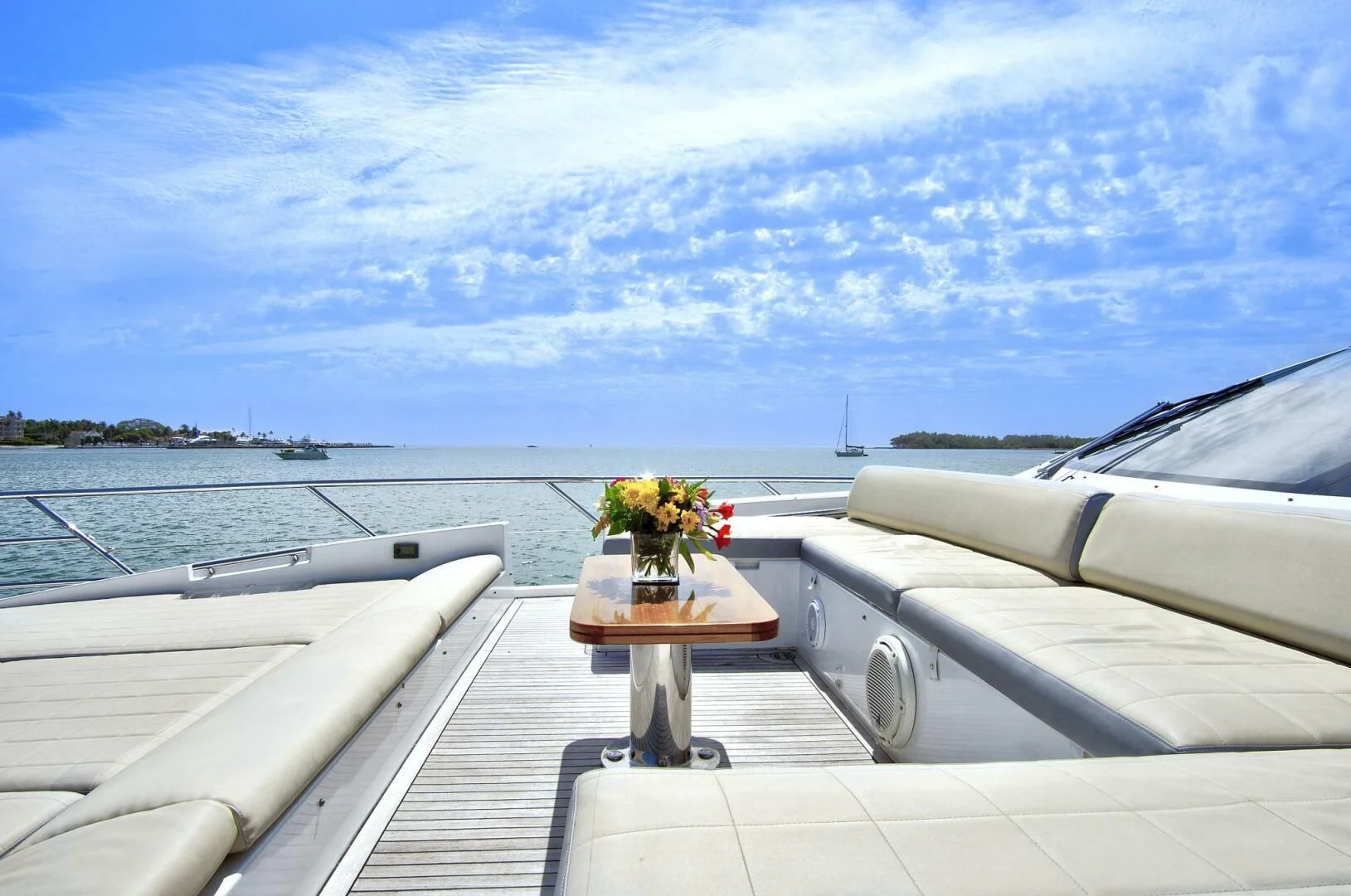 a table on a boat aboard GRATITUDE Yacht for Sale