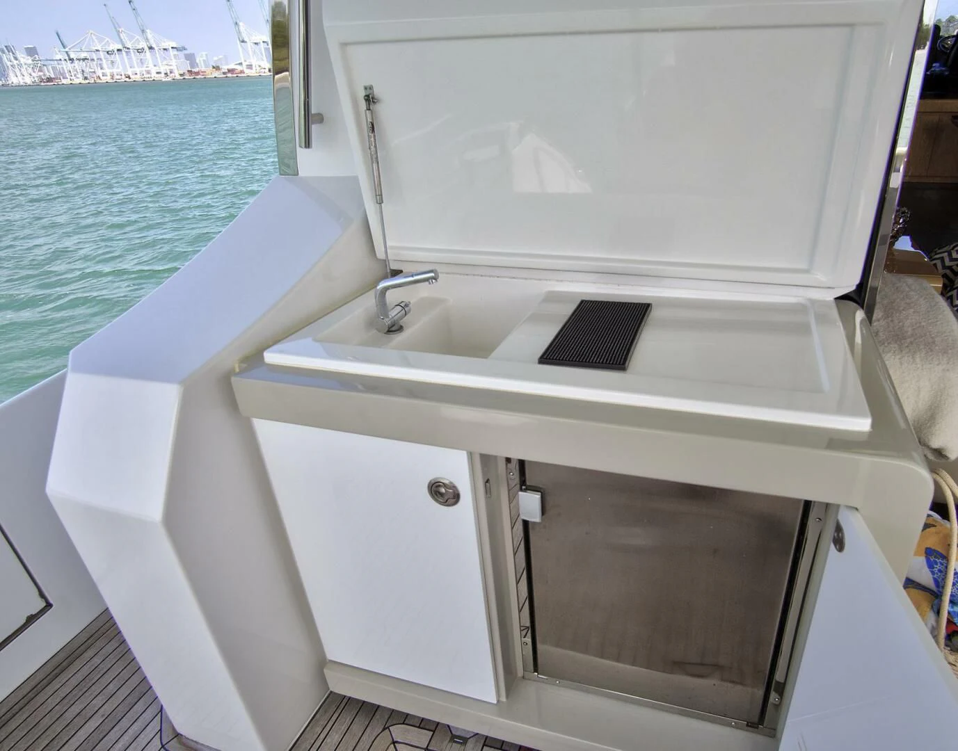 a boat with a sink aboard GRATITUDE Yacht for Sale
