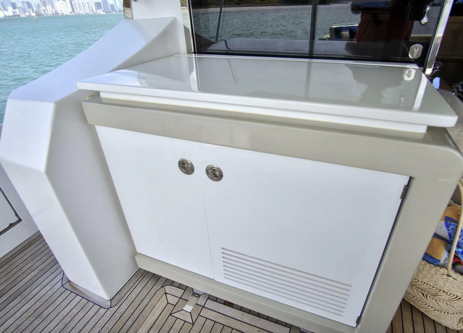 a white rectangular object with a silver object on top aboard GRATITUDE Yacht for Sale