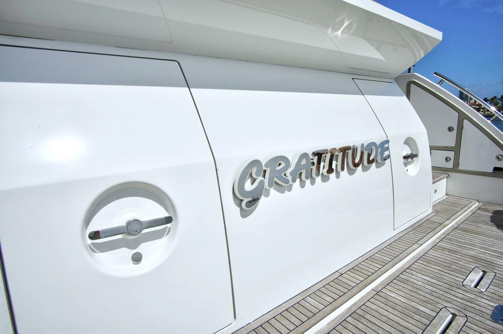 a white machine with a logo aboard GRATITUDE Yacht for Sale