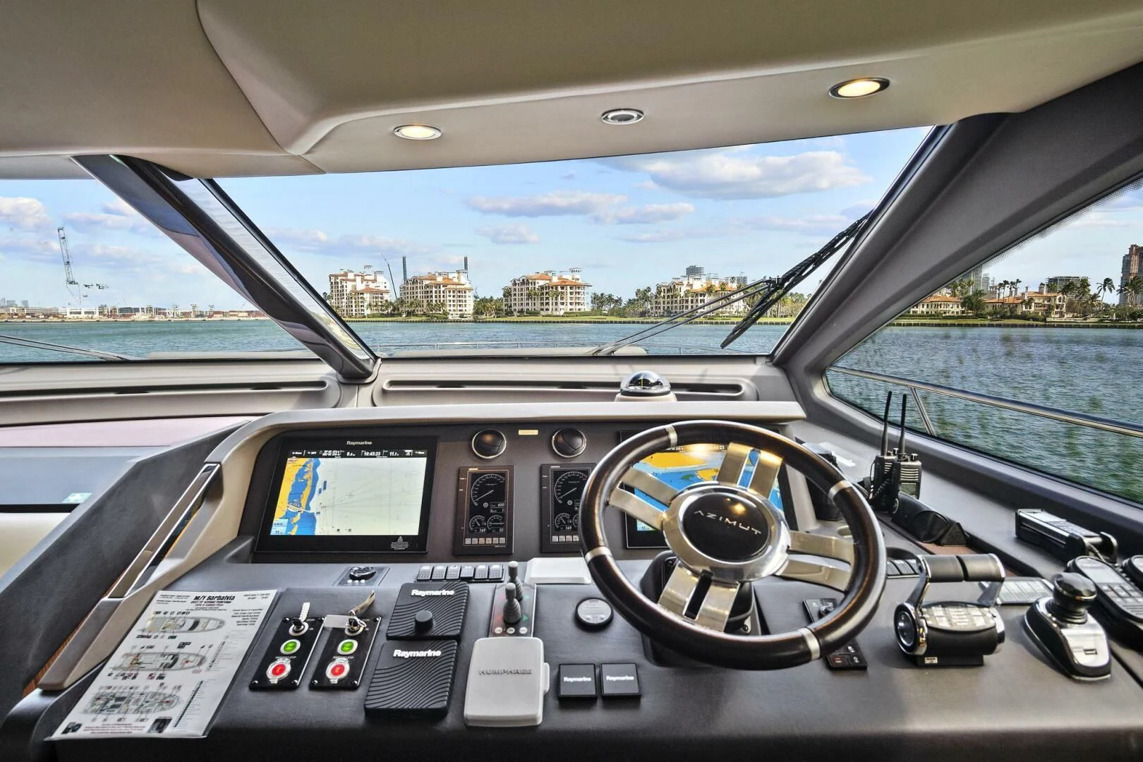 inside of a car aboard GRATITUDE Yacht for Sale
