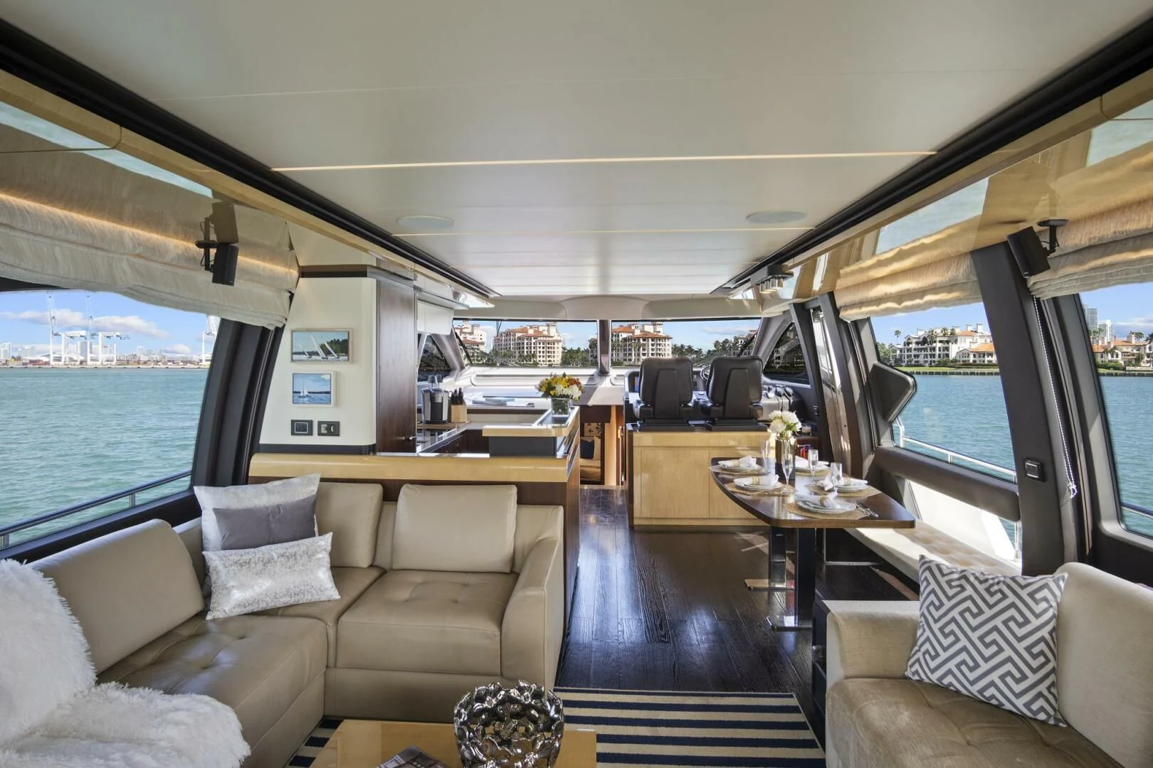 inside of a car aboard GRATITUDE Yacht for Sale