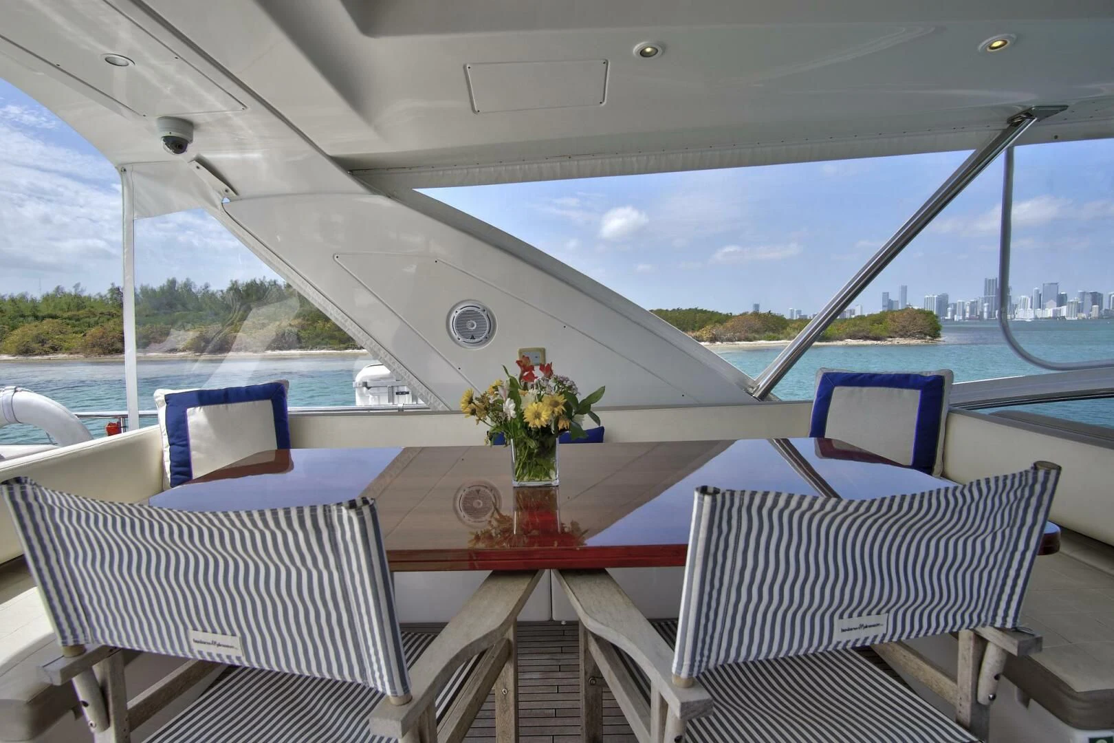 a table on a boat aboard GRATITUDE Yacht for Sale