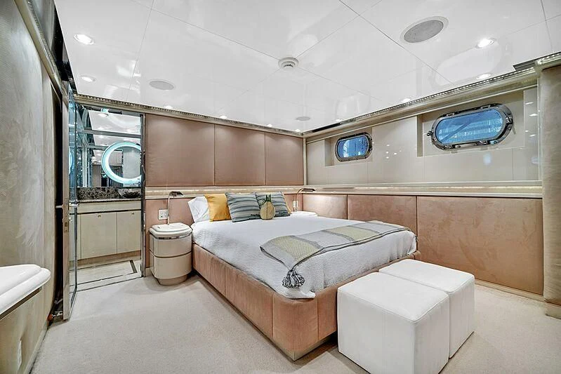 a modern looking bathroom aboard MAVERICK Yacht for Charter