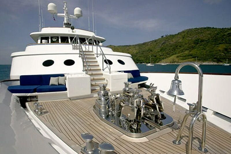 a boat on a deck aboard MAVERICK Yacht for Charter