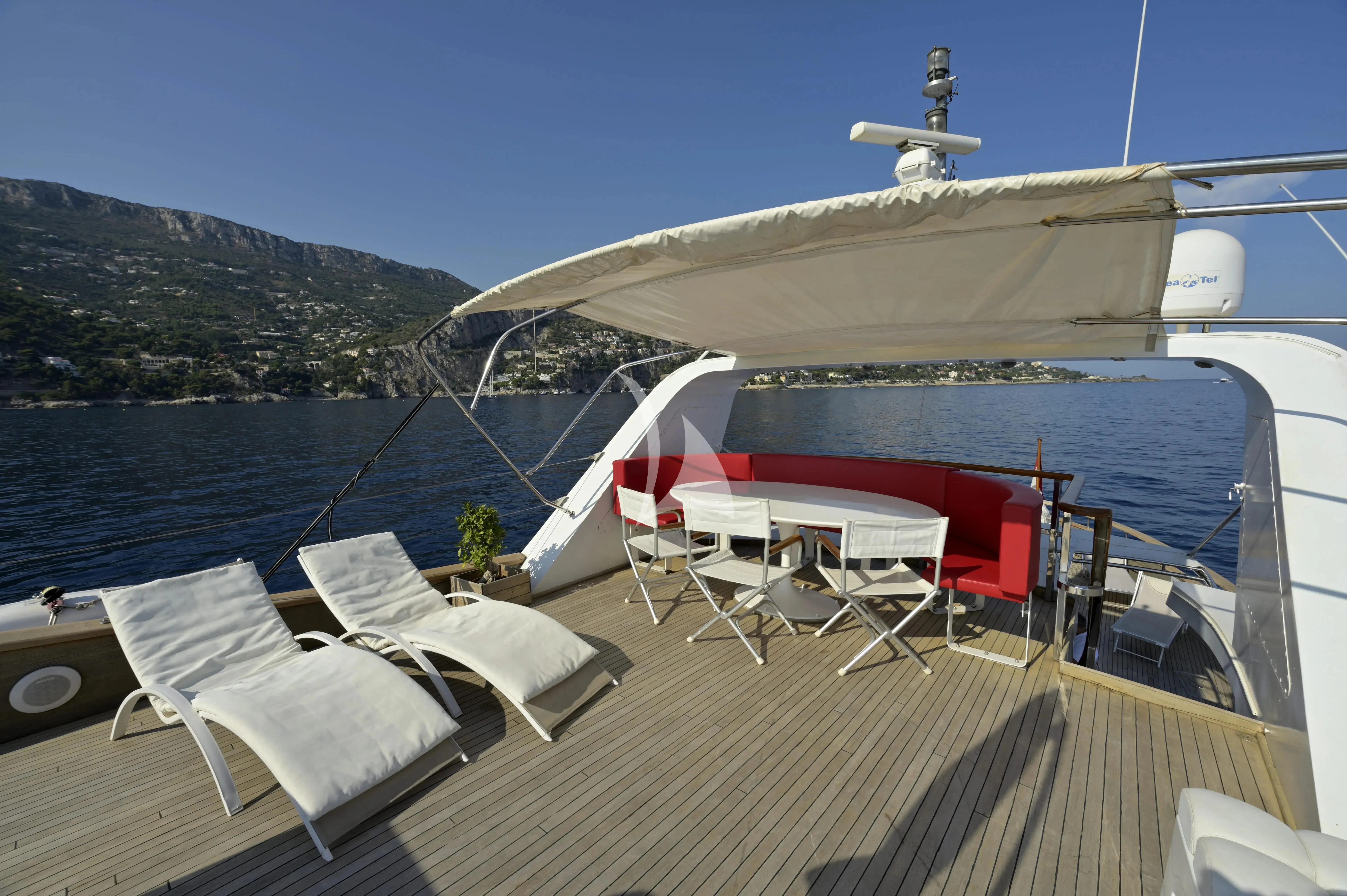 a boat on the water aboard LA VOGLIA MATTA Yacht for Charter